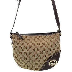 Gucci GG Monogram Britt Half Moon Hobo bag Brown